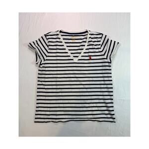 Polo Ralph Lauren Women's Striped Cotton V-Neck Tee Sz M